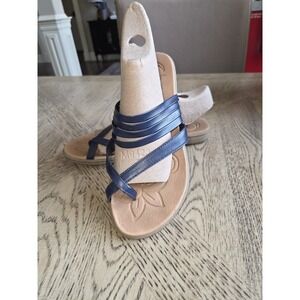 BOC Born Concept Womens Slip On Sandals Size 9 Alisha Toe Loop Flats Slide Blue